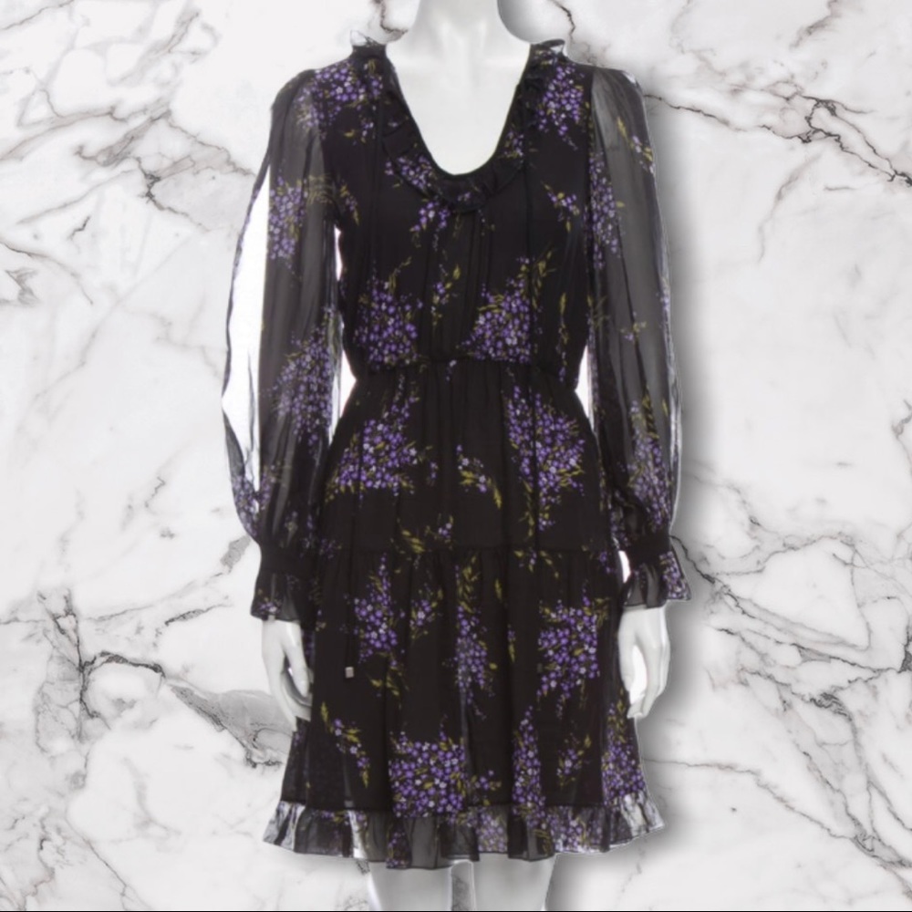 Michael Kors collection dress silk floral long 0